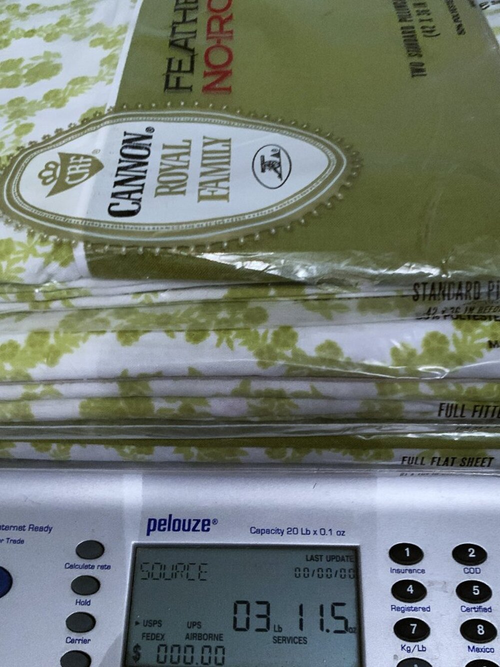 Vtg CANNON Featherlite Cameo Rose Dble Full Sheet Set Avocado Green NOS 4pc 1970 - Picture 9 of 9
